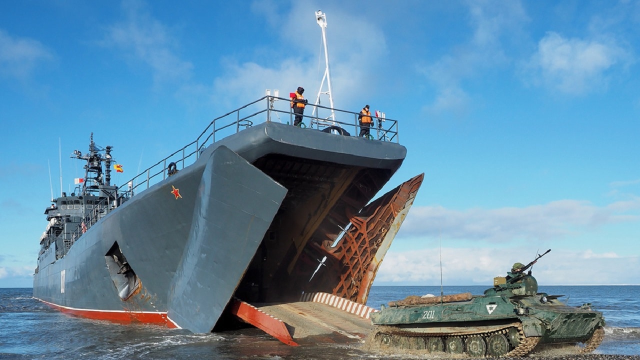 Russian Navy Joins Invasion! Images Of Amphibious Warship Arriving In