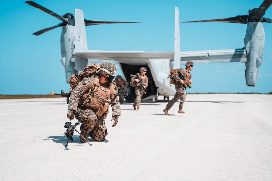 U.S. Marines with 1st Battalion, 2d Marine Regiment, currently attached to 4th Marine Regiment, 3d Marine Division, demonstrate expeditionary advanced basing capabilities Oct. 7 to 8, 2020, as part of Exercise Noble Fury, from Okinawa to Ie Shima and across surrounding waters. U.S. Marine Corps Photo