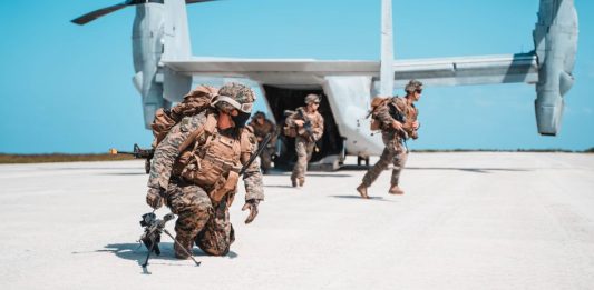 U.S. Marines with 1st Battalion, 2d Marine Regiment, currently attached to 4th Marine Regiment, 3d Marine Division, demonstrate expeditionary advanced basing capabilities Oct. 7 to 8, 2020, as part of Exercise Noble Fury, from Okinawa to Ie Shima and across surrounding waters. U.S. Marine Corps Photo