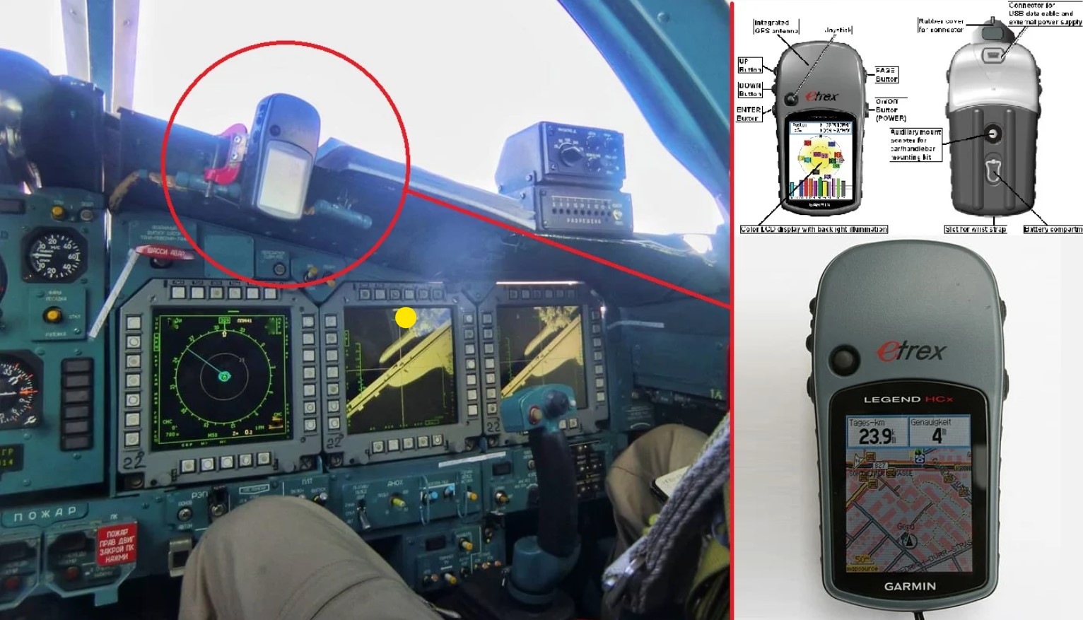 Photo of Su-34 Cockpit Showing Commercial Garmin GPS Equipment (Defense Blog)