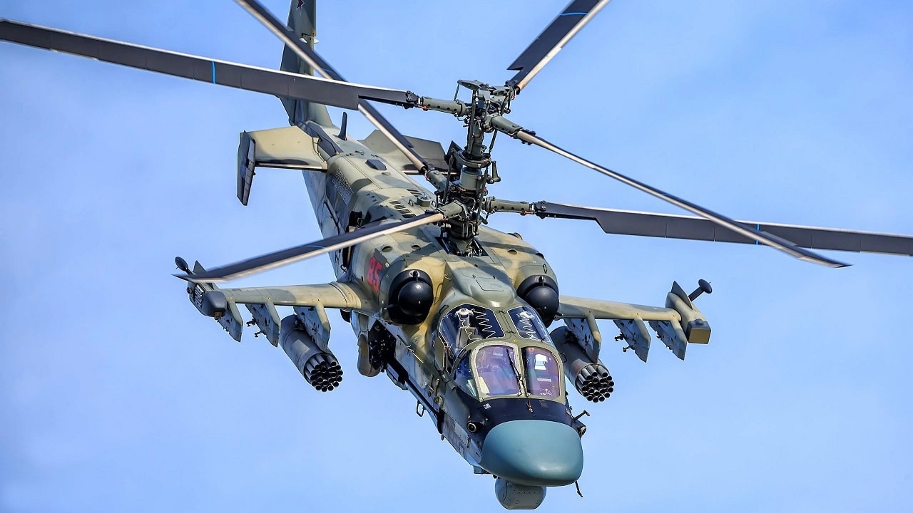 Russian Ka-52 Chopper ‘Escorts’ IL-76 Aircraft During Evacuation From ...