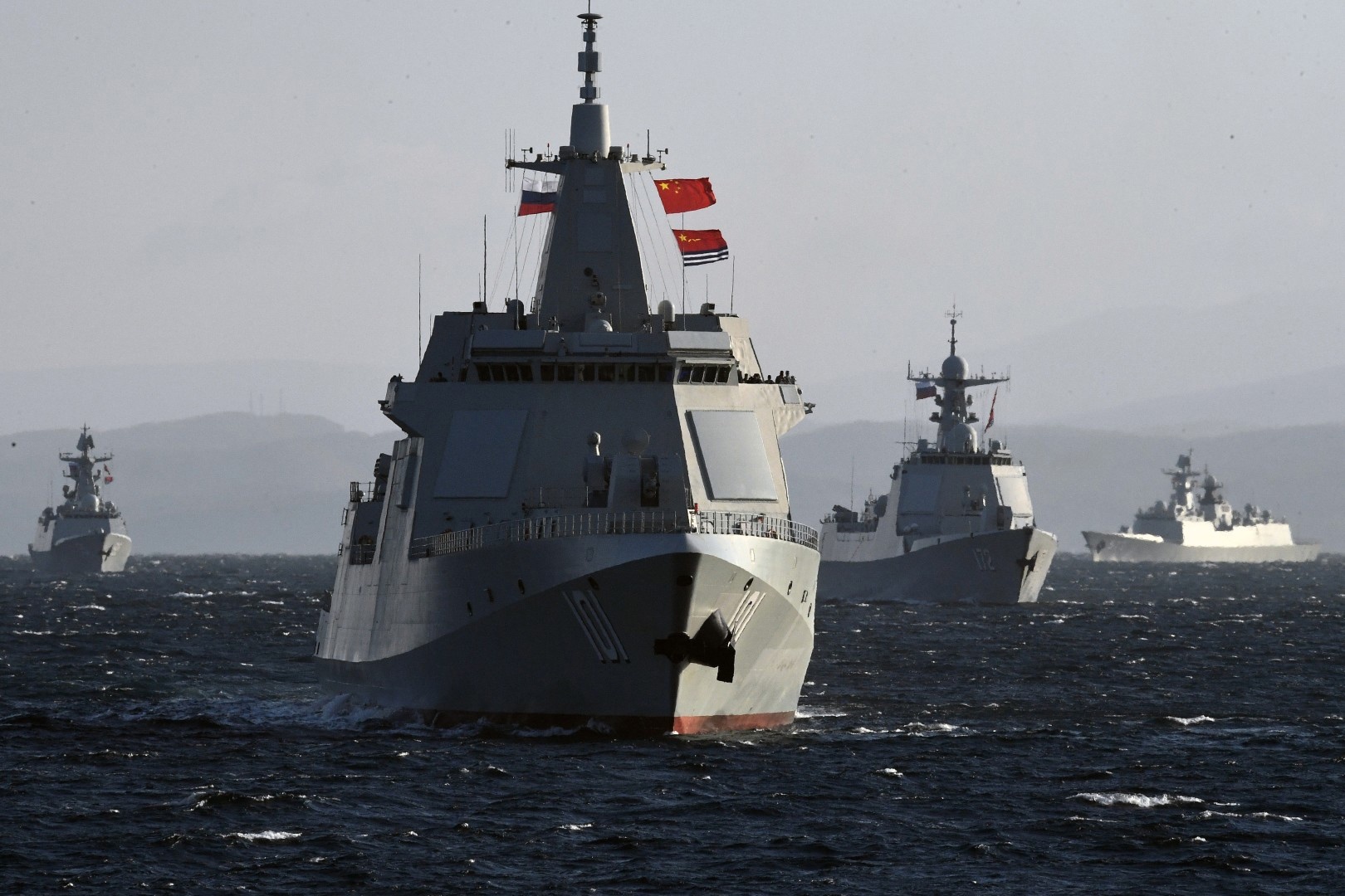 A file photo from a previous Russian and Chinese naval drill