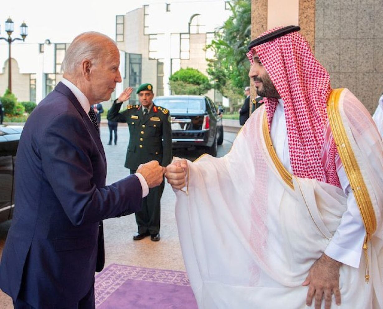 President Biden fist bumps with Saudi King Prince Mohammed Bin Salman