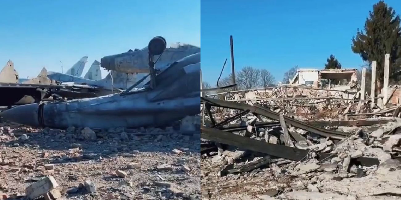 A Fleet Of MiG-29 Jets 'Wiped Out' In Russian Missile Attack; Undated Video  Shows Ukraine's Devastated Air Base