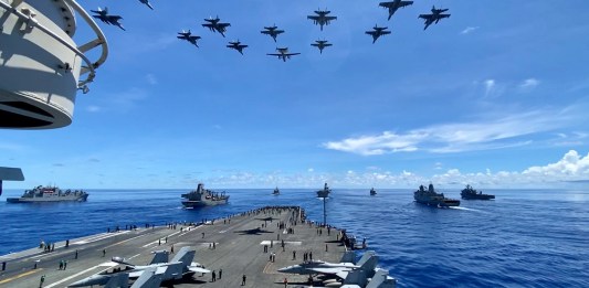 Naval and air assets of the US' INDOPACOM during exercise Valiant Shield 2022