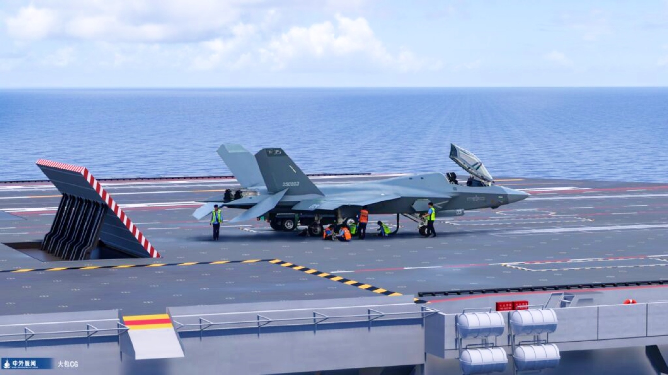 China’s Naval Stealth Fighter – J-35 – Stationed On Liaoning Aircraft ...