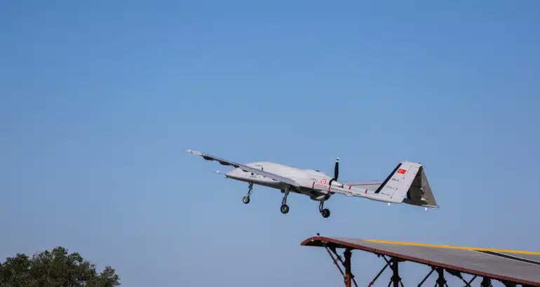 Bayraktar TB3 Drone Conducts 1st-Ever Ski-Jump Trials; Turkey’s Carrier-Capable UAVs To Fly From TCG Anadolu